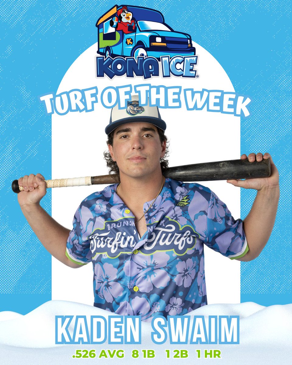 Our very first Kona Ice of South Brunswick Co Turf of the Week of the 2024 is <a href="/Kaden_Swaim/">Kaden Swaim</a>! Swaim can swing it, with 10 hits including a home run in his first week. 🥶