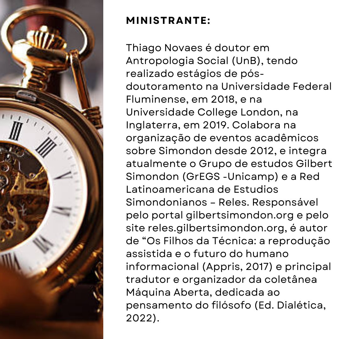 Relançando nosso curso de junho, pois tivemos que adiá-lo em uma semana.

"Filosofia da técnica e Diferença: Simondon, Leroi-Gourhan e Gabriel Tarde", com Thiago Novaes (<a href="/thiagonovaes79/">Thiago Novaes</a>  ), nas segundas-feiras!