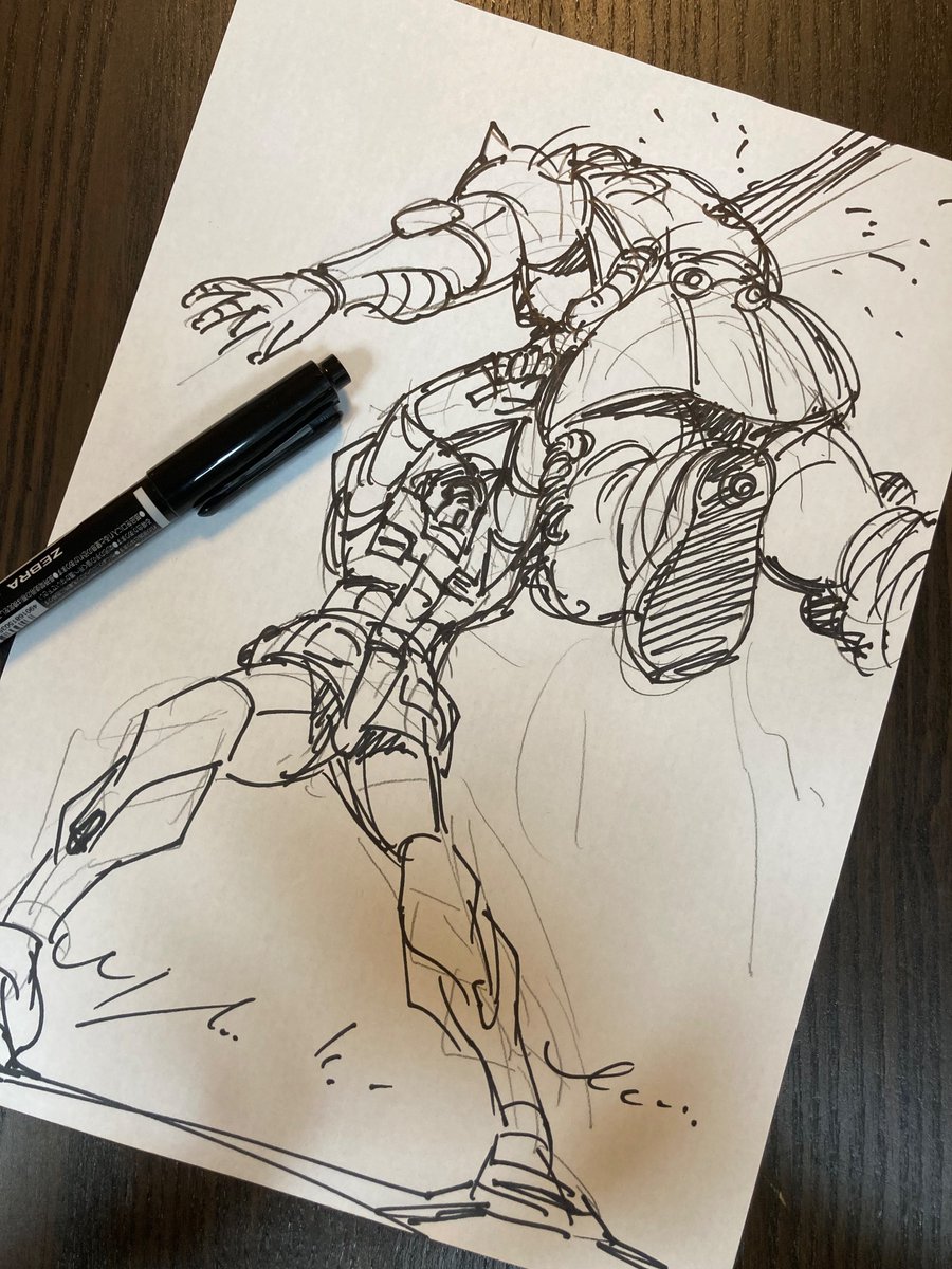 うろ覚えではない。ガンダム好きなシーン。朝見て今描く感じ(笑) 