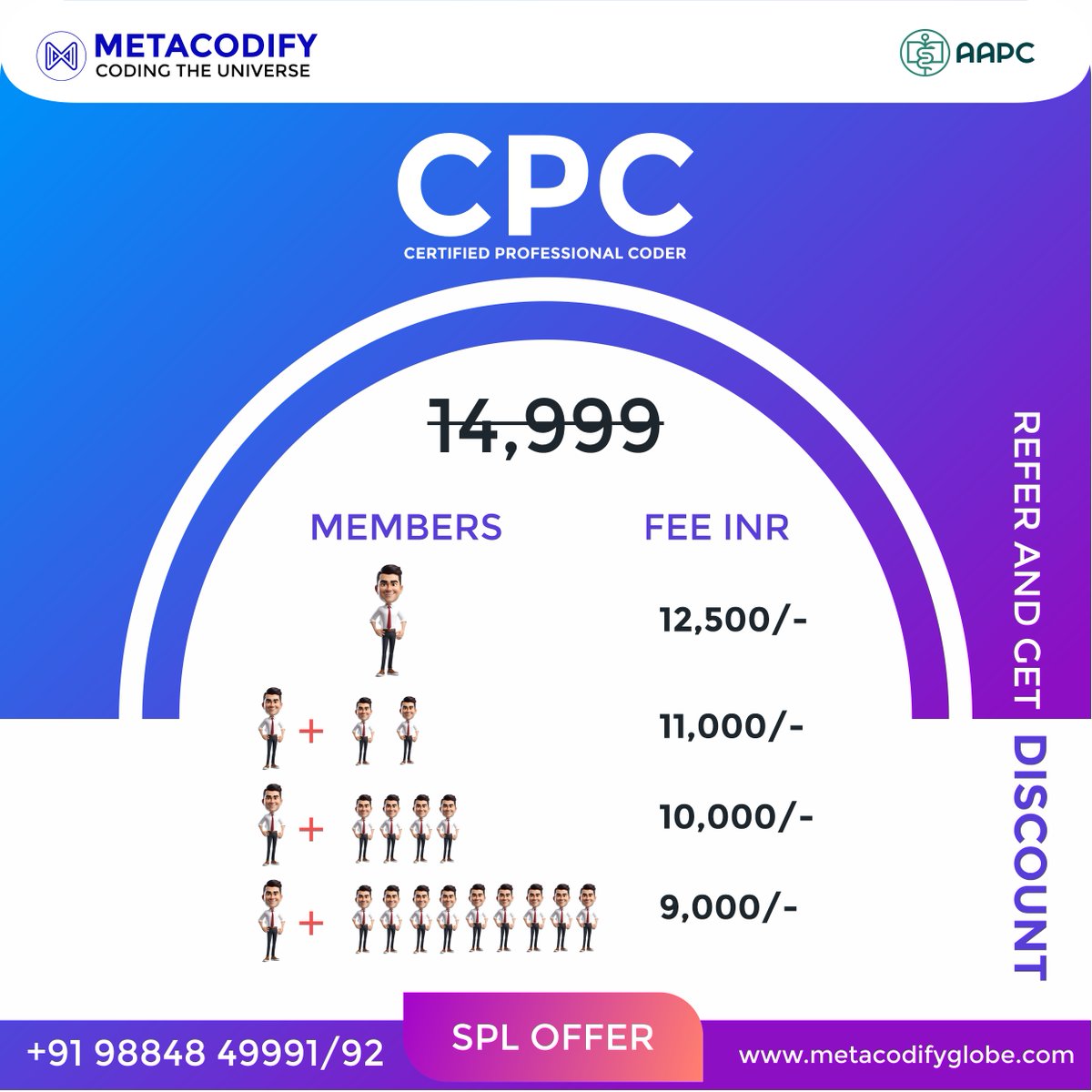 Metacodify's tweet photo. Special Offer: Save Big on CPC Course with Our Referral Program!

Take advantage of our special offer on the CERTIFIED PROFESSIONAL CODER course! 

For Register: 98848 49991/92

#CPC #MedicalCoding #Metacodify #ReferralProgram #SaveBig #SpecialOffer #CPCCourse #AAPC #Discounts https://t.co/gocIvHJZ9N