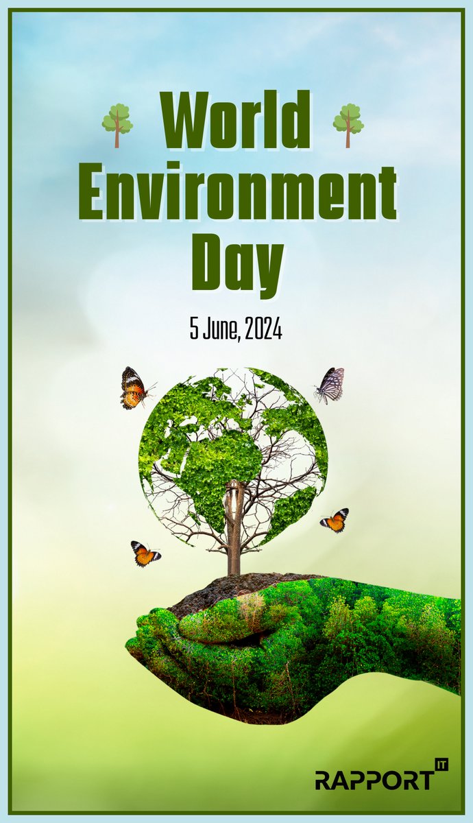 Happy World Environment Day! 🌱🌍
 
Today, let's come together to celebrate and protect our beautiful planet. From reducing plastic waste to planting trees, every action, no matter how small, makes a difference.  #WorldEnvironmentDay  #ProtectOurPlanet #RapportIT #EcoFriendly
