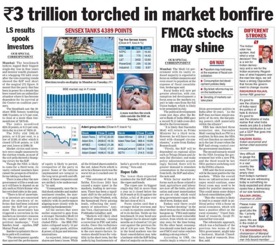 SaketRam10's tweet photo. If a mere scare of a dotted govt can burn our economy like this, imagine them somehow get their dirty hands in a Govt.
It'll literally be ABV-2004 replay culminating into a #DecadeofDecay https://t.co/g7QLpSyIk5