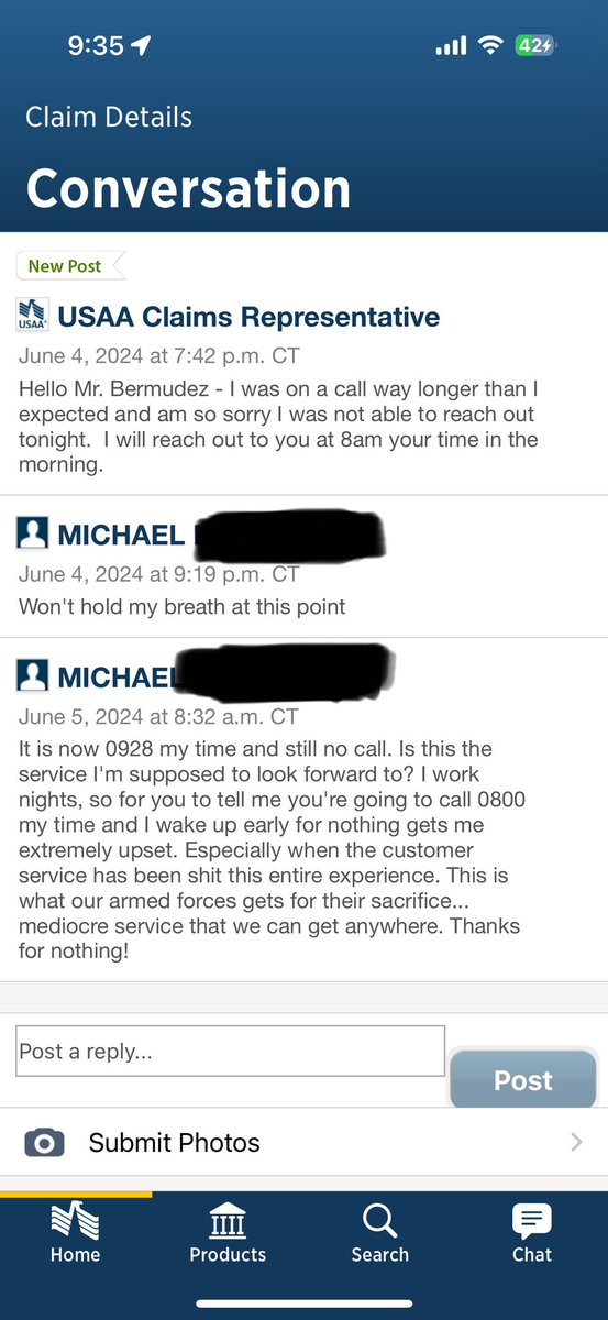 monsta_crypto's tweet photo. Imagine being a disabled veteran, using an insurance company that’s supposed to be for veterans and get this kind of service when your vehicle was stolen… @USAA is this what we get for our sacrifice to this country?Trash as service? How migrants have it better than vets? #repost https://t.co/y1ctvQcncZ