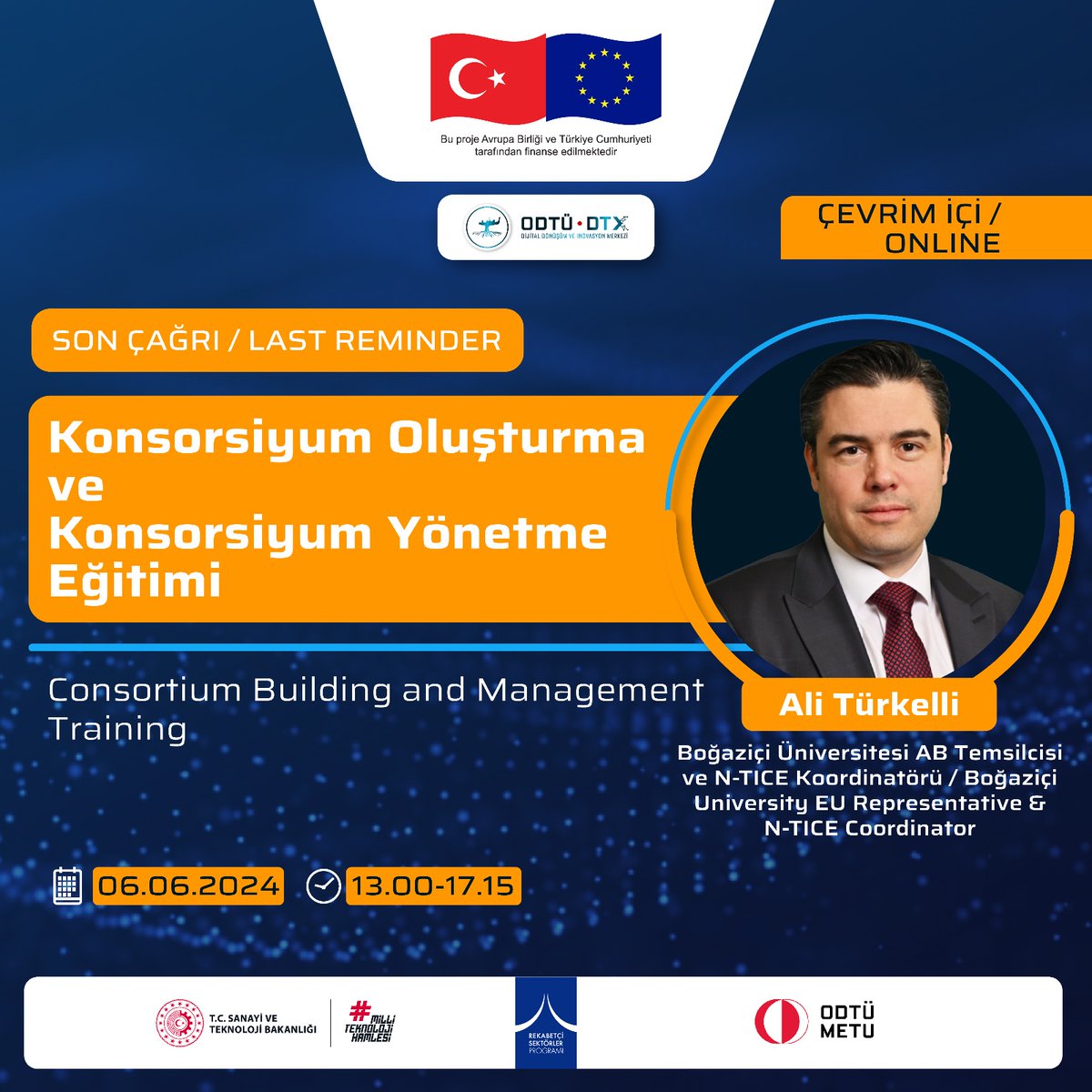 metudtx's tweet photo. ⏰ Otomotiv ve makina sektöründen firmalara son çağrı!

6 Haziran’da çevrim içi olarak düzenleyeceğimiz “Konsorsiyum Oluşturma ve Konsorsiyum Yönetme” başlıklı eğitime davetlisiniz.
🔗 Kayıt yaptırmak için: https://t.co/4pizcGwlq3
#ODTÜDTX https://t.co/JTCzCdvcEv