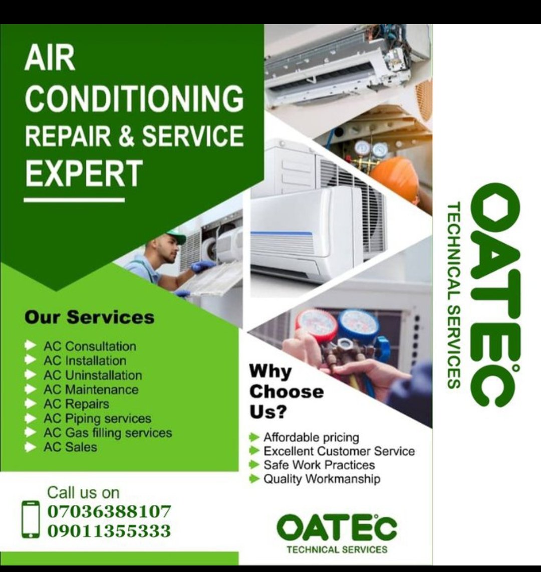 Grace_Tobii's tweet photo. @SirDavidBent My king @Iam_Paulpose, a HVAC engineer @Oatec4cooling can help you fix your AC.
We are into conduit piping
Installation, maintenance,sales. E.t.c for offices,homes..e.t.c

You can kindly reach out-07036388107 https://t.co/1aLysobCxO
