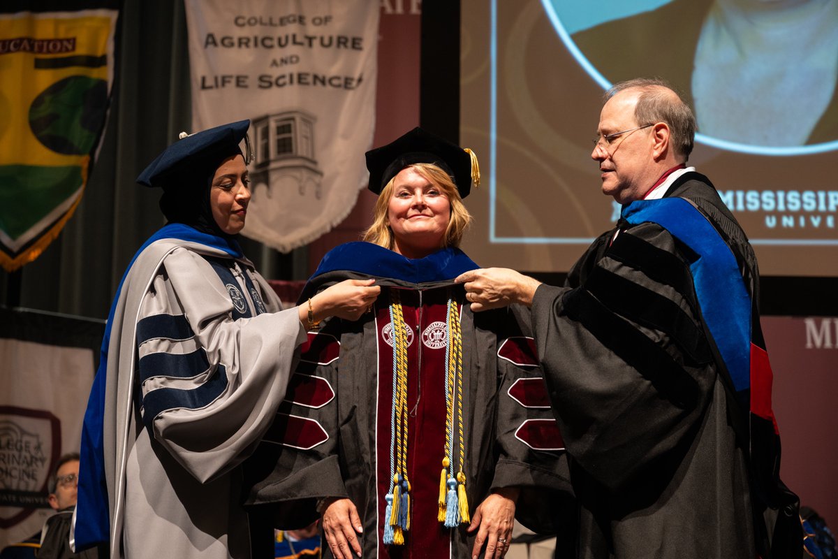 Just had the honor of hooding my PhD student! 🎓 Introducing Dr. Mary (Atkinson) Smith, whose dissertation examined 'The Performance of Participation in the Medicare Quality Payment Program'. Very proud of her!  <a href="/msstate/">Mississippi State</a>