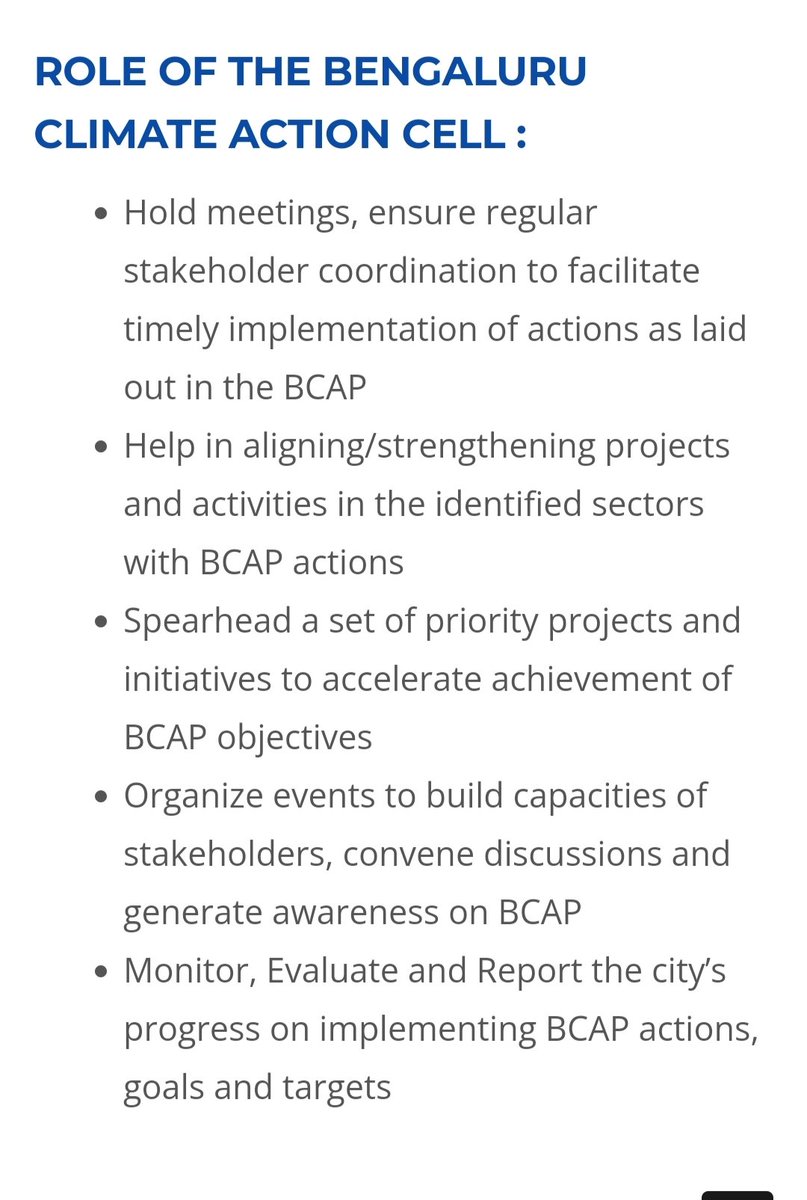BCCCofficial's tweet photo. BBMP has a Bengaluru Climate Action Cell (#BCAP) under chairperson of Special commissioner (Forest, Environment and climate change) aimed at reducing #greenhousegas emissions & shaping a resilient city. The new #BCAPCell will drive #climateaction on ground. https://t.co/l5XOriN9NL