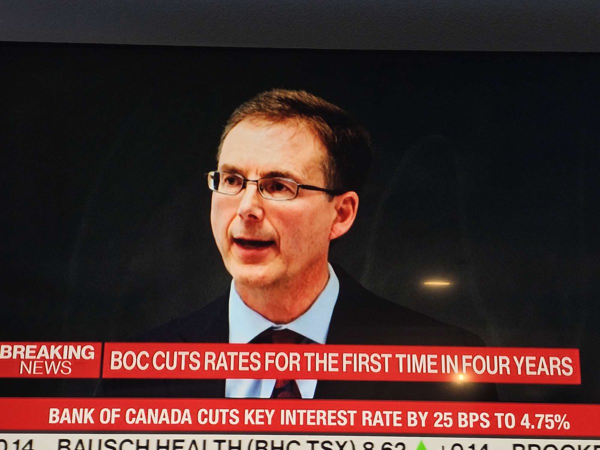 impactingRE's tweet photo. Breaking News! The Bank of Canada has decreased the overnight lending rate by 25 basis points. Finally... This reflects a pivot point and will most likely be only the first of a few cuts coming down the line in the next few quarters. https://t.co/liomI1ZE67