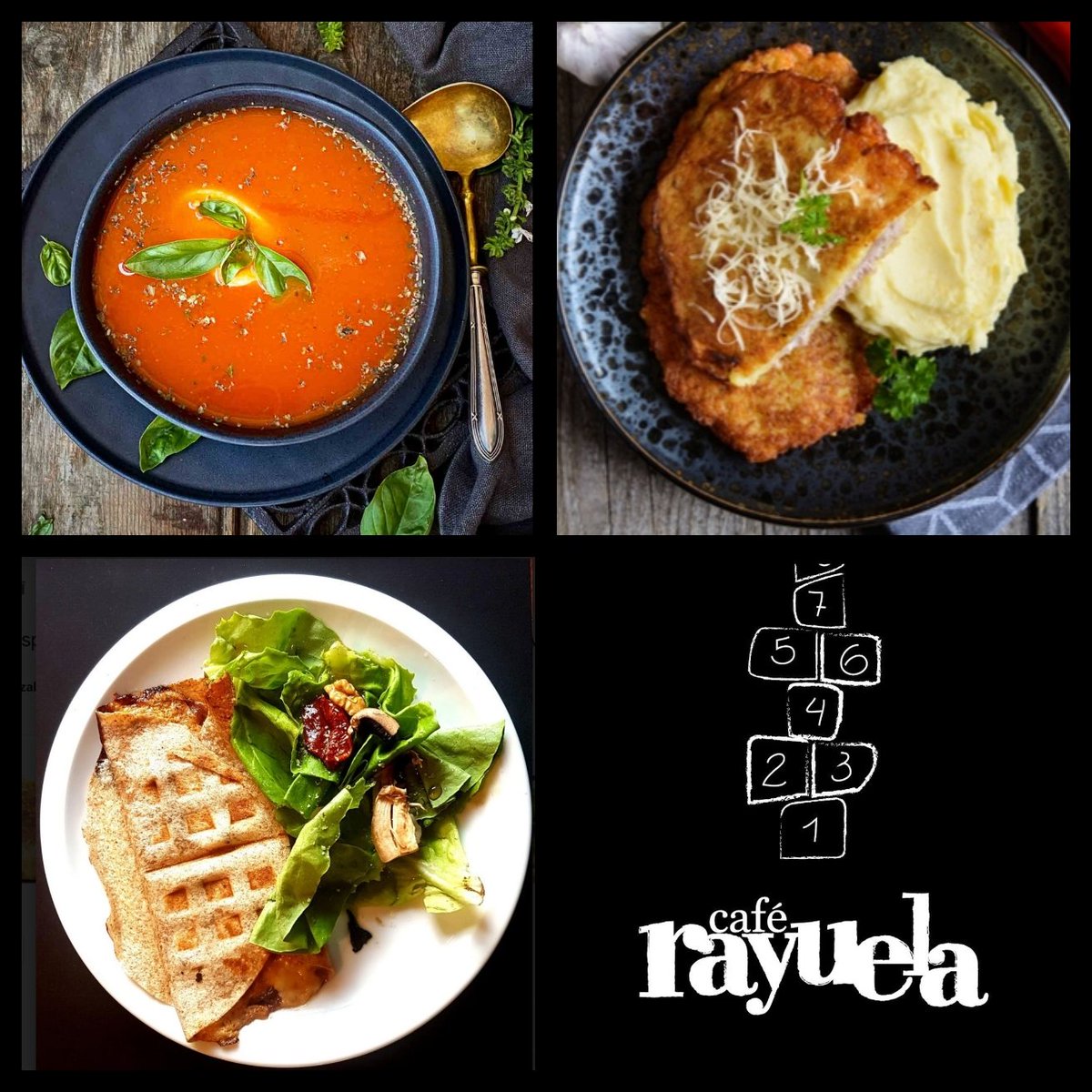 RayuelaCafeArte's tweet photo. Aquí en Rayuela  todo está bien! Ven, para que te vaya bien a ti también, con nuestra crema de tomate de la buena suerte (con tomates de verdad)
Y encima trae milanesa y puré artesanal de papas, que tanto te gusta.
#RayuelaContigo https://t.co/h8Z7ckandu