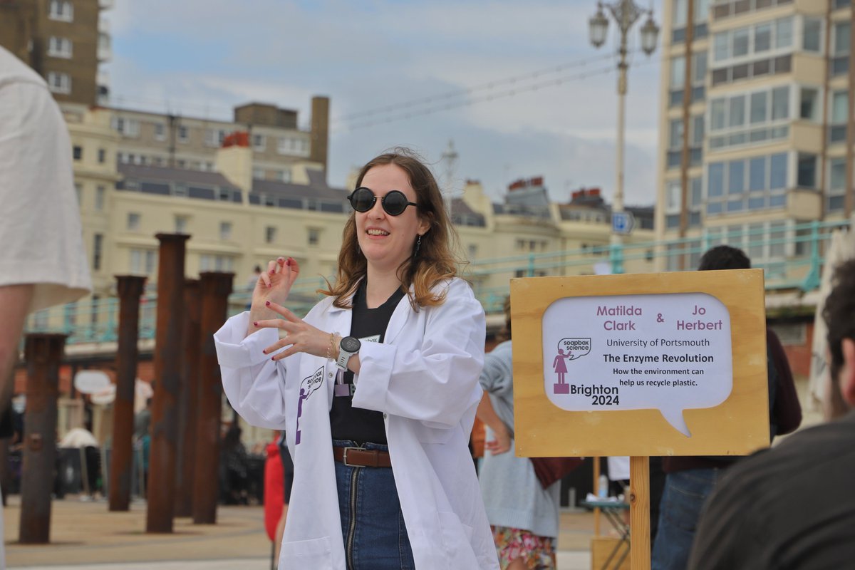 MatildaBiology's tweet photo. What a perfect day to talk about enzymes! 

Thank you @SoapboxBN for allowing me to spread the word about plastic degrading enzymes and thank you @micro_jo for being the best presenting partner and explaining all the microbiology and sequencing! https://t.co/BnCIwAUNxv