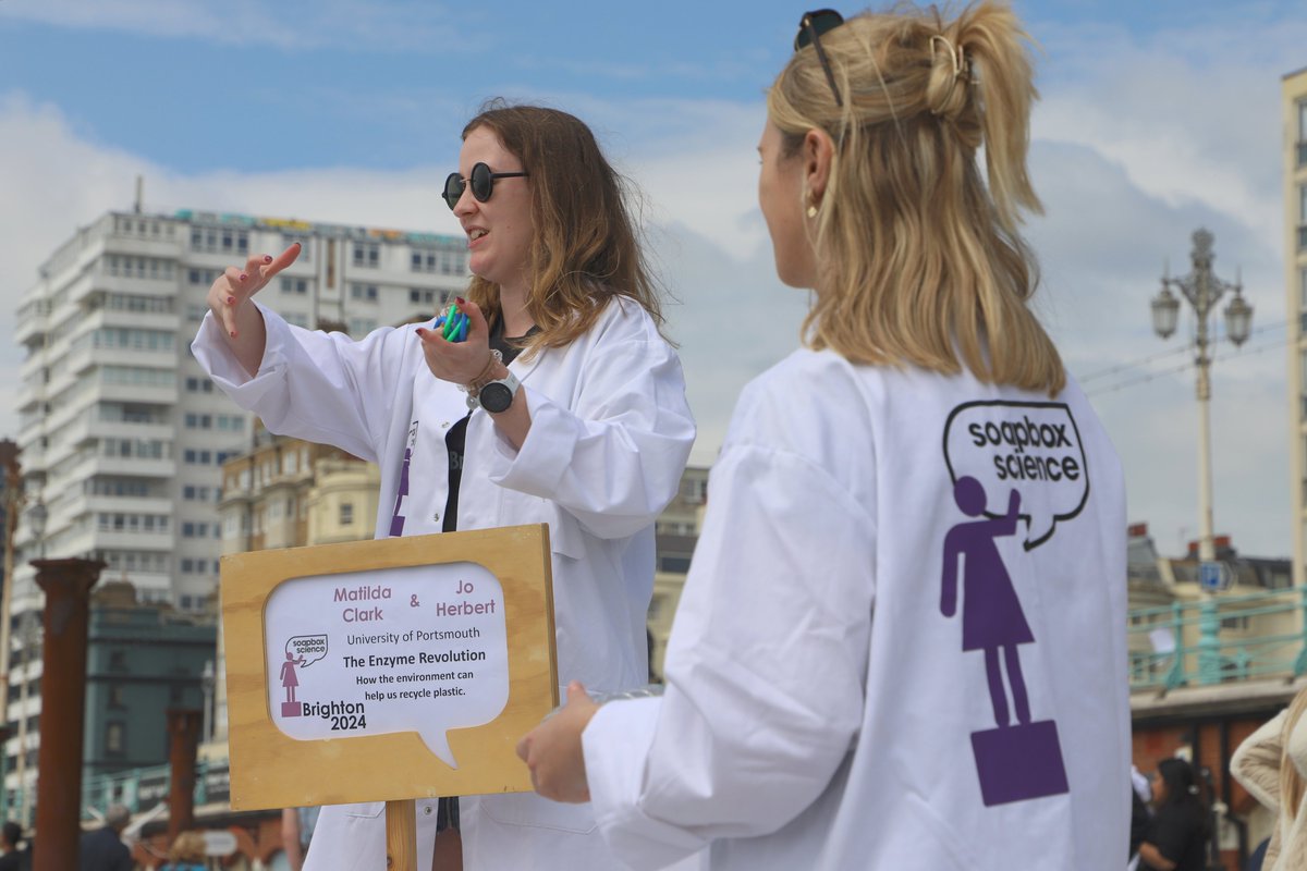 MatildaBiology's tweet photo. What a perfect day to talk about enzymes! 

Thank you @SoapboxBN for allowing me to spread the word about plastic degrading enzymes and thank you @micro_jo for being the best presenting partner and explaining all the microbiology and sequencing! https://t.co/BnCIwAUNxv