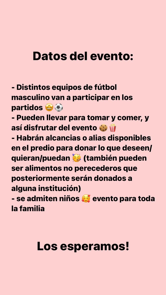 MicaaHahn's tweet photo. Hola a todos! Los invito a un encuentro solidario 🩷👏🏼⚽️ https://t.co/vd1SpBOy21