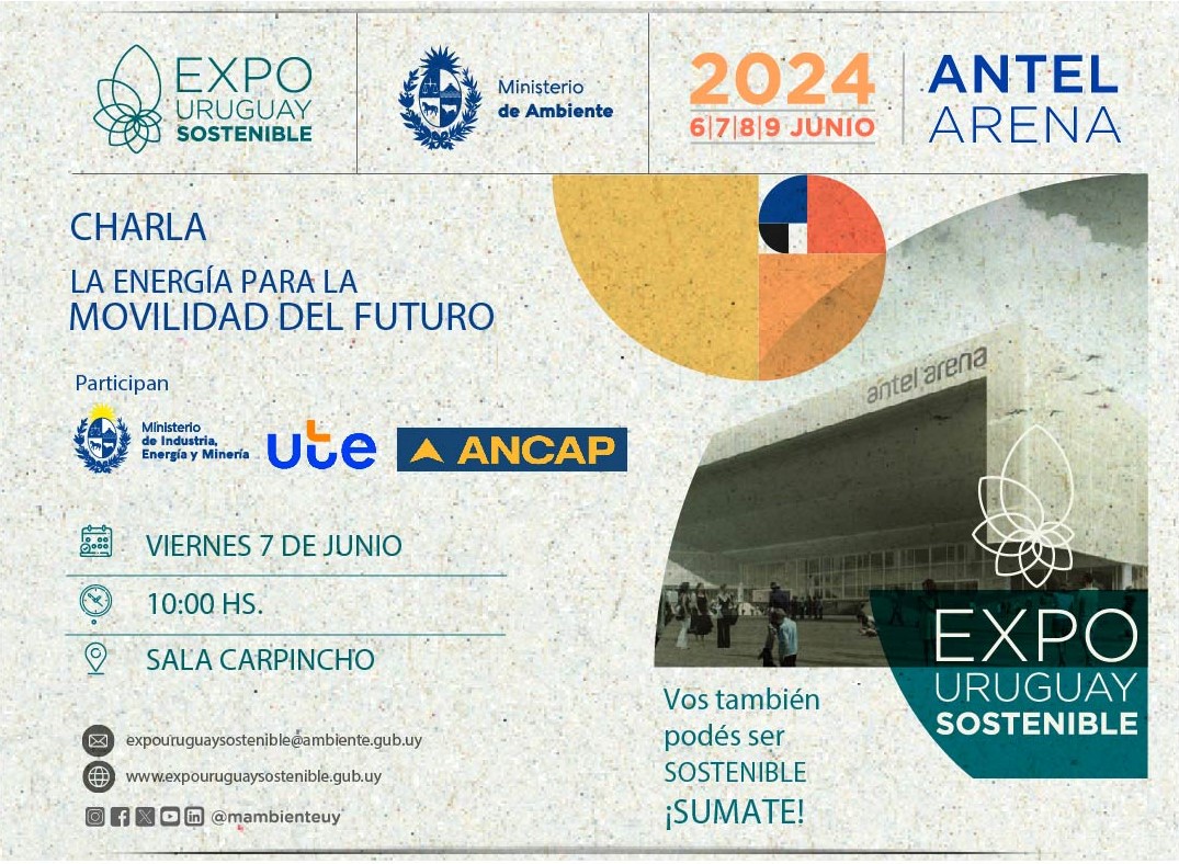 😃¡Cuenta regresiva para la #ExpoUruguaySostenible en Antel Arena! 

👉ANCAP participará de la charla sobre "La energía para la movilidad del futuro" que se realizará este  viernes 7 a las 10:00 HS. 

☑️ Desde mañana visitá nuestro stand para conocer los proyectos sostenibles ♻️