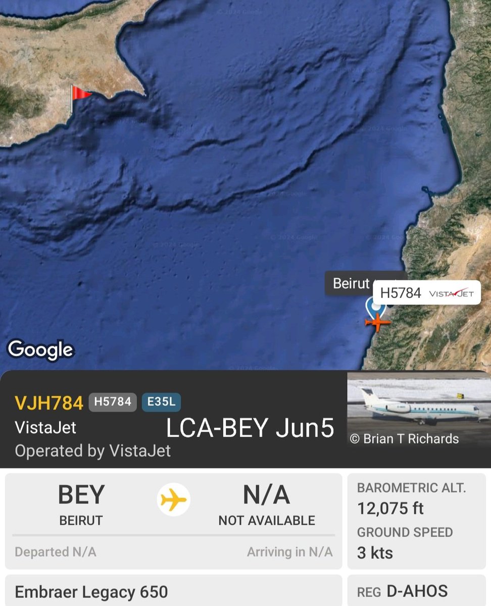 LebanonJets's tweet photo. #DAHOS former Air Hamburg private jets now another @vistajet started the day in #Baku, then #Larnaca now arriving into #Beirut (first time) & later to #Doha (DIA, the older airport mostly used by bizjets) https://t.co/R4He9cFhPA