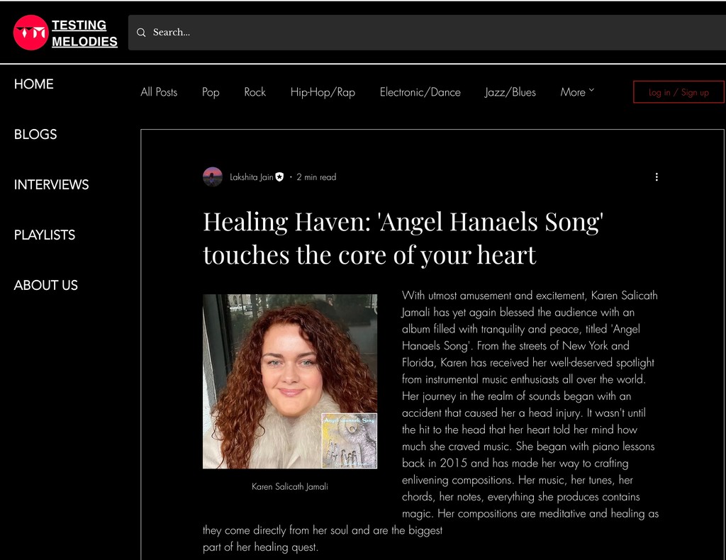 I am so touched  by these words from TestingsMelodies a review of my new album 'Angel Hanaels Song', 
Read the whole article here :testingmelodies.com/post/healing-h…

#review #album #Music #piano #angels #karensalicathjamali #artist #classicalmusic #newage