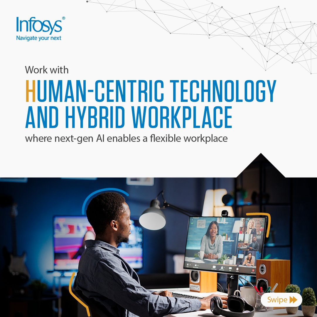 Infosys's tweet photo. Happy, thriving employees in a flexible hybrid world?
✅ Infosys makes it real with Humanizing Experiences! #GartnerDW #NextAtWork Visit booth #202 and transform your business.
Click here to know more ➡️https://t.co/kGLCaiJMil https://t.co/yXp0rqLwmJ
