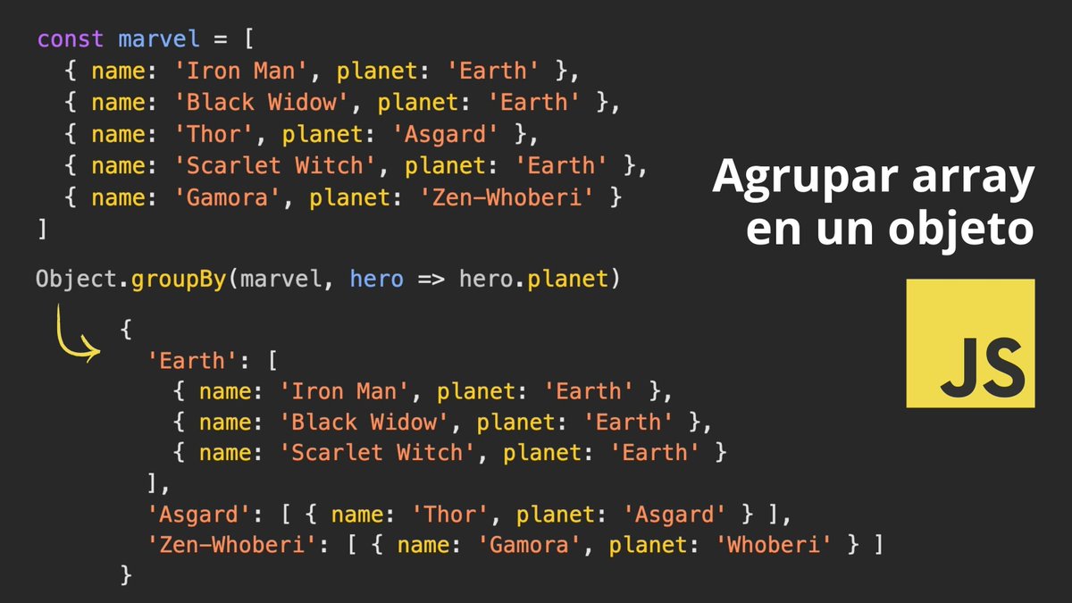 midudev's tweet image. ¡NOVEDAD en JavaScript! Object.groupBy

Acepta una función para devolverle la llave en la que debe agrupar cada elemento de la lista.

Soporte en todos los navegadores modernos ↓