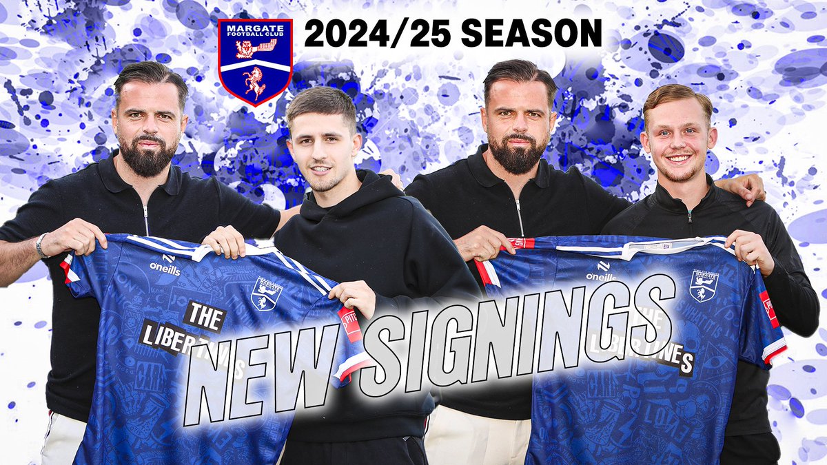 margate_fc's tweet photo. DOUBLE SIGNING ✌️

We are pleased to announce the signing of left back, Rossi Craig and midfielder, Brandon Davey! ✍️

Read the article below 👇
https://t.co/xhgJPBzdXZ

Welcome to HDP, lads 💙

#UpTheGate https://t.co/oq8JEecqOa