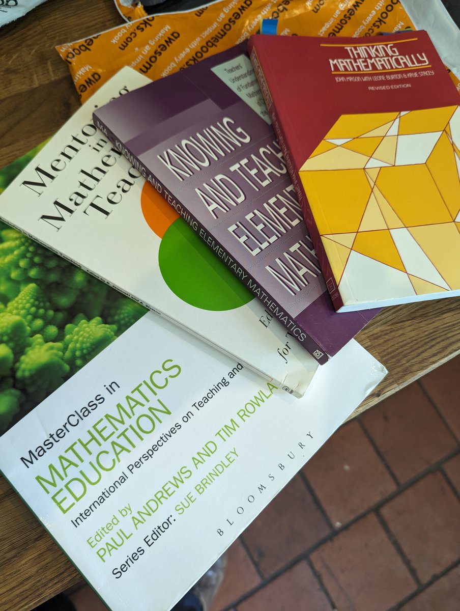 amitchell1729's tweet photo. Some great new additions to the bookcase! Always looking for me of these to help develop my own pedagogy and my work in improving that of others! #mathseducation #mathschat #mathscpd https://t.co/gSHxPsgPTX