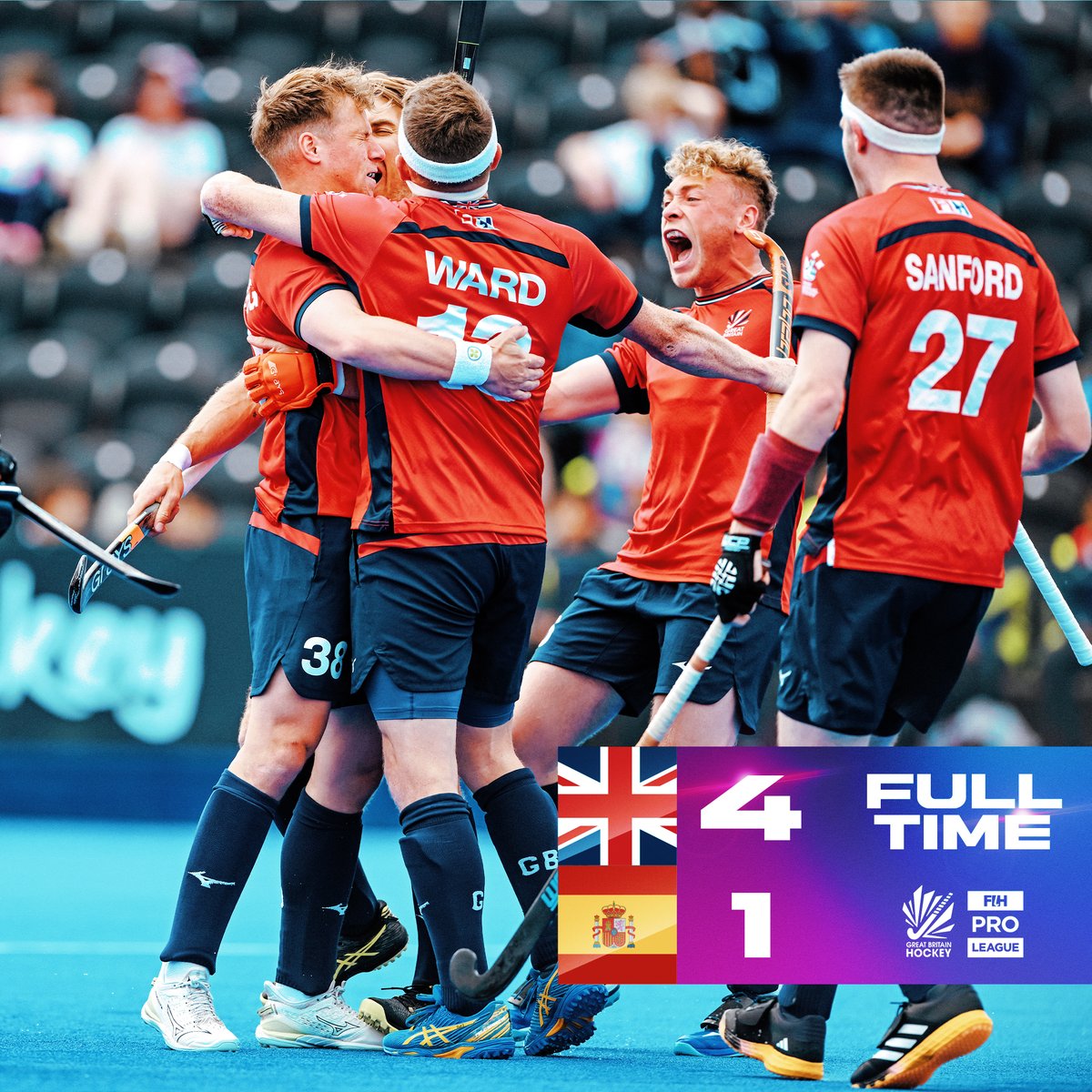 FULL-TIME Great Britain 4-1 Spain

Another brilliant performance again from our men's side 🤩 🤩 

Tomorrow the men take on Ireland in the FIH Pro League!