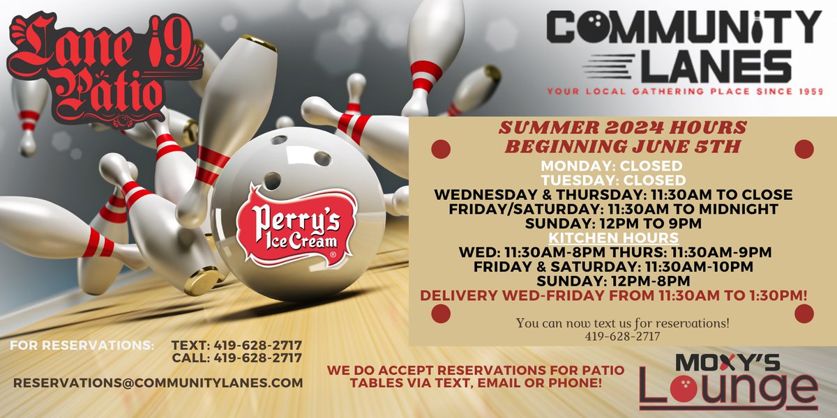 We are excited to announce that our new Summer Hours are effective today, June 5th! 🌞

With patio season upon us ⛱️, we are now open for lunch on Wed and Thurs as well. Deliveries Wednesday-Friday from 11:30am to 1:30pm! 🚚

You can order ahead on our website or on our app. 💻