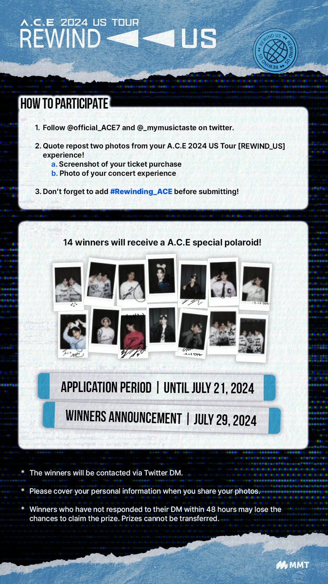 _mymusictaste's tweet photo. ⏪ A.C.E 2024 US Tour [REWIND_US]

This Special Polaroid by A.C.E could be yours!

Don’t forget to #️⃣ Hashtag when joining:
#Rewinding_ACE

🎫 Ticket https://t.co/HGlWyHNyY4
📸 M&amp;G https://t.co/VsPlq617tI

#ACE_2024USTour_REWINDUS #ACE_REWINDUS #FindMyCHOICE 
#ACE #에이스 https://t.co/xtW2KYTDkX