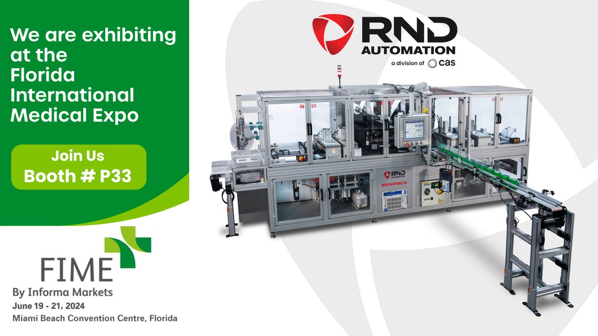 RNDAutomation's tweet image. Meet the RND Automation team at the Florida International Medical Expo (FIME) at booth #P33. Our product and application experts will be on hand to demonstrate our solutions and capabilities for the medical and healthcare industries.  

#FIME2024 #MedicalExpo #MiamiBeach