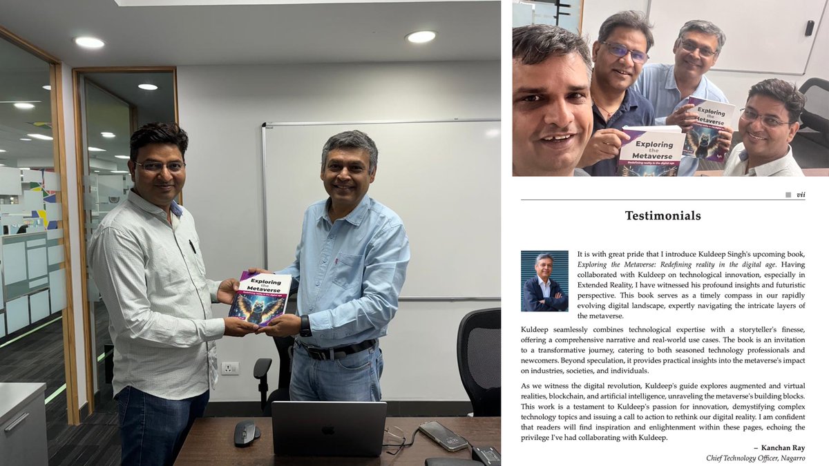 🙏 Thank you <a href="/kanchanray/">Kanchan Ray</a>, Chief Technology Officer <a href="/Nagarro/">Nagarro</a> , for reviewing my #book 📕 "Exploring the Metaverse" and writing foreword for the same. 

Ref : thinkuldeep.com/post/exploring… 

#Booklaunch #news #arvr #iot #web3 #AI #5G #Future #xr