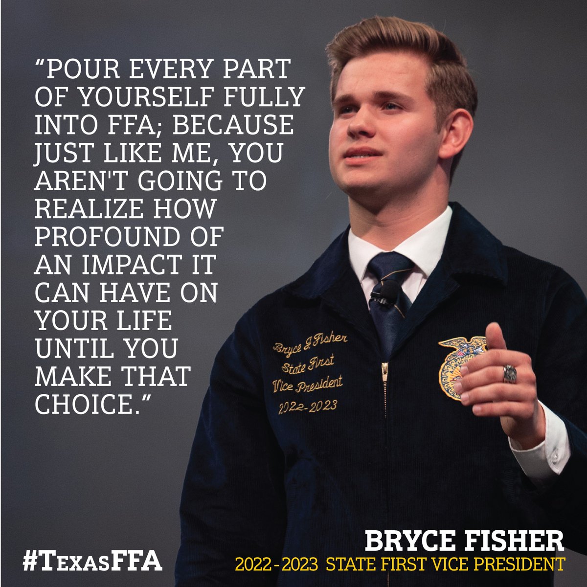 This week’s #WisdomWednesday comes from 2022-2023 State First Vice President Bryce Fisher!

Watch Bryce's full retiring address at bit.ly/3UQlqSN