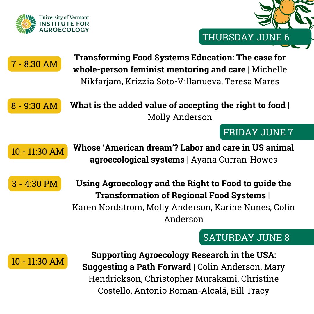 Agroecology_UVM's tweet photo. 🤔 Unsure of which of the incredible sessions to attend this week at AFHVS? We may be biased, but we have a few sessions to recommend put together by some of our IFA members and collaborators! See you there!

#righttofood #foodascommons #afhvs #foodsovereignty #agroecology https://t.co/2r307OyhsQ
