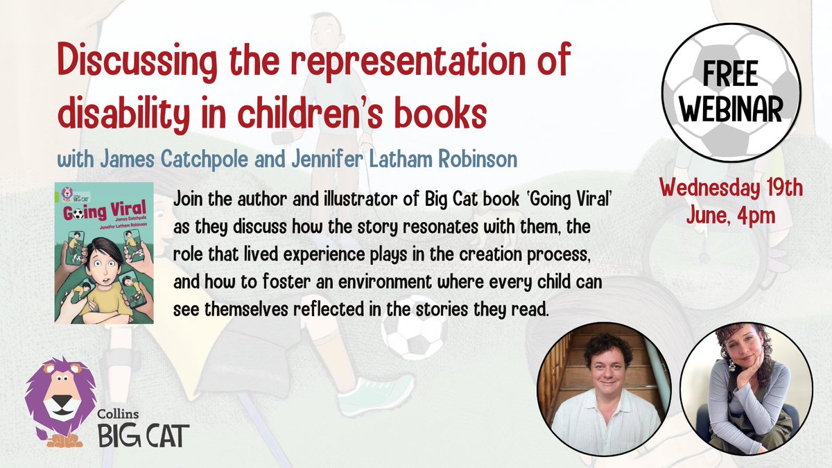 Collins Primary (@collinsprimary) on Twitter photo Sign up for our free webinar on the representation of disability in children’s books with the author and illustrator of Big Cat book, 'Going Viral'!
📅 Wednesday 19th June
⏰ 4pm
Save your place: ow.ly/FG1x50RSguZ
<a href="/peachjamcloset/">The Catchpole Agency</a> <a href="/JLathamRobinson/">Jennifer Latham Robinson</a> Sign up for our free webinar on the representation of disability in children’s books with the author and illustrator of Big Cat book, 'Going Viral'!
📅 Wednesday 19th June
⏰ 4pm
Save your place: ow.ly/FG1x50RSguZ
<a href="/peachjamcloset/">The Catchpole Agency</a> <a href="/JLathamRobinson/">Jennifer Latham Robinson</a>
