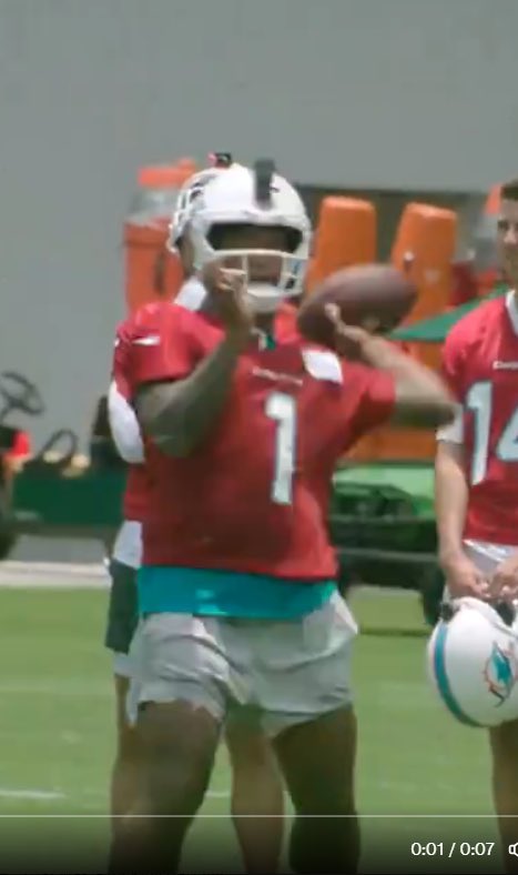ckparrot's tweet photo. This isn’t just talk by Tua. It’s evident even on short clips the Dolphins post on social media. The first two pictures (bucket hat) are Tua in 2022, and the second two are this year.

The still frames are taken, 1) at the end of his windup and 2) at the ball’s release. The old set shows how much hip rotation he’s doing WHILE the ball comes forward, and the newer set shows that he’s mostly already gotten his hips around before he’s even done with his windup, before the ball is moving forward.

One thing people tend to dismiss about Tua is how malleable/coachable he is.

Last year many thought the jiu jitsu thing was a laughable gimmick. Then we saw it in action and there were discrete changes in the way he played the game. He went from a guy who couldn’t keep himself off the injury report to one of only a handful of QBs who actually played all 17 regular season games.

This is a guy who had six different offensive coordinators in the six years before he met Mike McDaniel. Even in just his NFL career he went from being an RPO guy under Flores to a west coast play-action guy under McDaniel, winning games regardless of approach, regardless of the quality of the skill players or offensive line.

People tend to be impatient and unrealistic. They want a guy to 1) learn a brand new offense, 2) rehab a surgically repaired hip, 3) change your body’s makeup, 4) learn how to handle NFL caliber hits and physicality, and 5) fine tune your throwing motion, and to do it all overnight. Oh and let’s do all that as a rookie without training camp or preseason, during a global pandemic. You mean you haven’t done all that yet? What a bum! Fire him into the sun.

Reality is very different and we see that in pro athletes across the board. We see it in the NBA as players (e.g. Bam Adebayo) add pieces to their game one off season at a time.

The point is when Tua has to undertake these tasks, you discretely see the progress every time. When he has to learn the new offense, he learns the new offense. When he has to get stronger, he gets stronger. When he has to slim down, he slims down. When he has to rehab and make you forget he just had a career threatening broken hip, he makes you forget about the career threatening broken hip. When he has to learn how to absorb NFL caliber hits without putting his head at risk, he becomes one of the best in the NFL at protecting himself. When he has to fine tune his throwing motion, he shows you the new motion while maintaining his trademark accuracy.

Don’t underestimate how valuable that is in a professional player because it’s not as common as you think. Most players by the time they get to a certain point kind of just are who they are, and their circumstances/opportunities might change (which can lead to breakouts and such) but the player hasn’t actually changed much.

Players don’t get paid retroactively in the NFL. They get paid on what a team thinks they will be in the future during the life of the contract. Miami feels pretty safe in the knowledge that Tua will be able to roll with the punches, re-learn the things that adversity forces him to re-learn, and improve on the things he sets to improve, because he has an established history of doing exactly that.

And that’s ultimately why agreement on a contract extension seems like a foregone conclusion.