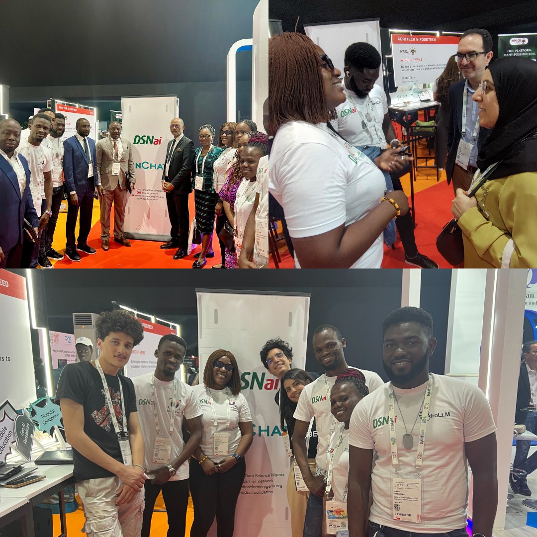 dsn_ai_network's tweet photo. Today, we are recapping our moments at #GITEXAfrica!

Our 7-man team proudly represented us at #GITEXAfrica, where we showcased our Afrocentric LLM-enabled solutions, including #Afrollm, #uLearn and #Finchat.

The event featured about 1,400 tech leaders from across Africa, displaying groundbreaking innovations driving the continent’s digital transformation. This highlights Africa’s tech community as the next big thing on the global stage.

Each day of the event was power-packed with fulfilling interactions with tech giants and leaders from all over the world.

Notable visitors to our stand included the Honourable Minister of State for Health in Nigeria, @DrTunjiAlausa, the Director General of @NITDANigeria, @KashifuInuwa, and the Lagos State Commissioner for Health, @ProfAkinAbayomi, along with their teams. We discussed our AI-powered micro planning Health Chatbot and demonstrated how our LLM-enabled products are addressing challenges in health, education, and financial sectors.

A major highlight was our founder, @bayoadekanmbi, facilitating two sessions on the use and application of Generative AI for business leaders, organizations, and governments.

Additionally, as a key player in Nigeria’s tech community, we are excited about the announcement of #GITEXNigeria 2025, which will feature AI Everything, Future Finance, Health Tech 5.0, and North Star Startups and Scaleups.

Thank you to everyone who visited our stand. We look forward to continuing our discussions on ways we can partner and collaborate to elevate the Africa Tech community on the world stage.

#DSNaiatGITEXAFRICA #dsnai #datascientistsnetwork #datasciencenigeria #dsn #marrakech #gitexafricamorocco