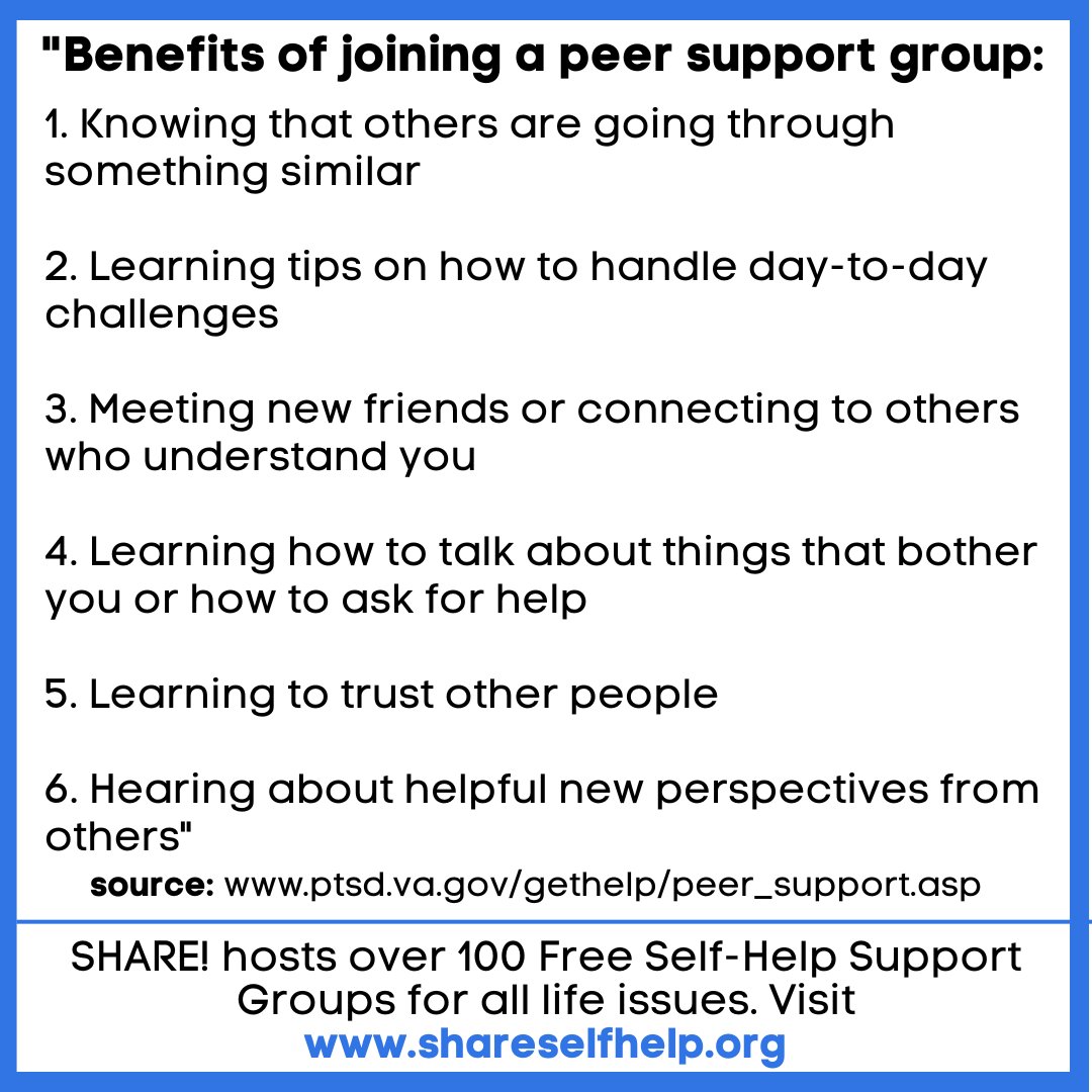 shareselfhelp's tweet photo. #PTSDAwarenessMonth is a great time to learn about #PTSD and how attending Self-Help Support Groups can help alleviate symptoms &amp; provide community support. 
➡️ https://t.co/iJauGFUWu5

#SHAREselfhelp #recovery #veteran #veterans #mentalhealth #supportgroup #supportgroups https://t.co/TpD3vGE6BQ