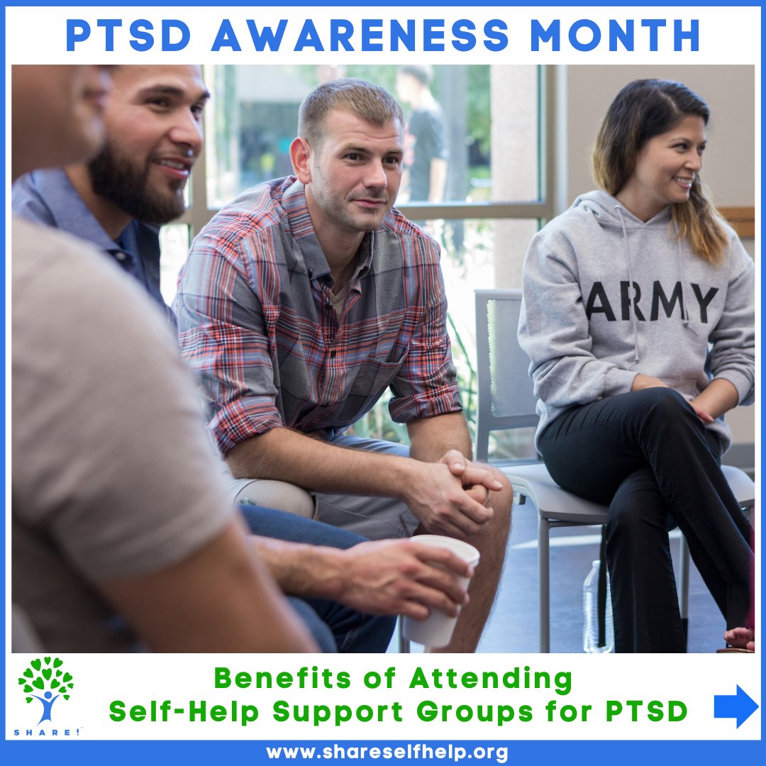 shareselfhelp's tweet photo. #PTSDAwarenessMonth is a great time to learn about #PTSD and how attending Self-Help Support Groups can help alleviate symptoms &amp; provide community support. 
➡️ https://t.co/iJauGFUWu5

#SHAREselfhelp #recovery #veteran #veterans #mentalhealth #supportgroup #supportgroups https://t.co/TpD3vGE6BQ