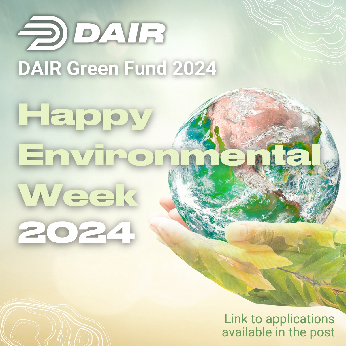 DAIR_Hub's tweet photo. 🌿 Happy #EnvironmentalWeek from DAIR Green Fund
 
The DAIR Green Fund is seeking projects that will support Canada’s 2050 net-zero goals within the aerospace and aviation sector.

🌎 For more details, check our webpage: https://t.co/MuB3vM8r7A
 
#Sustainability #DAIRGF #Netzero https://t.co/Tm2IjLlJi4