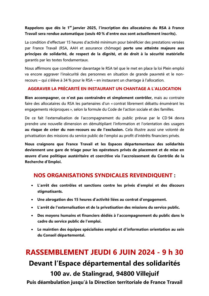 G_Bourdic's tweet photo. ✊Contre la #LoiPleinEmploi ! ✊
Total soutien à la #mobilisation #unitaire de ce 6 juin : #Rassemblement à 9h30 à @VilleVillejuif
@CNTPEP_CGT @cgtpeidf @lacgtcommunique https://t.co/9Nc6DCzpvj