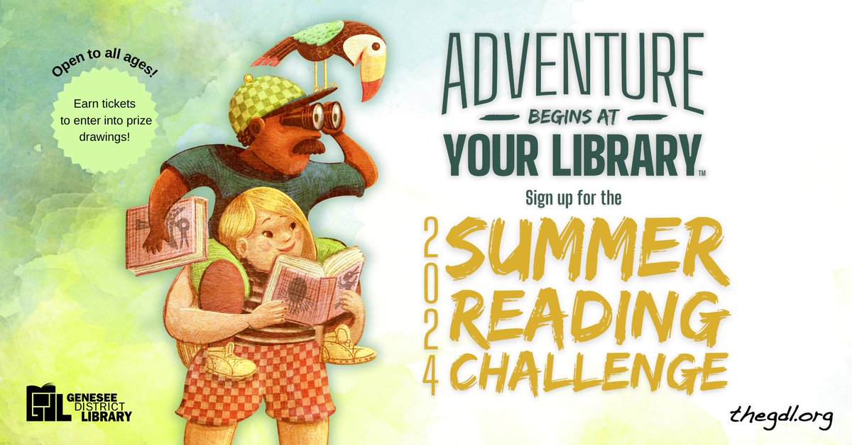 GeneseeLibrary's tweet photo. Did you know you can pre-register for our Summer Reading Challenge? Sign up today and start tracking your reading on June 8th to win cool prizes this summer! https://t.co/3sCdxdEKM1