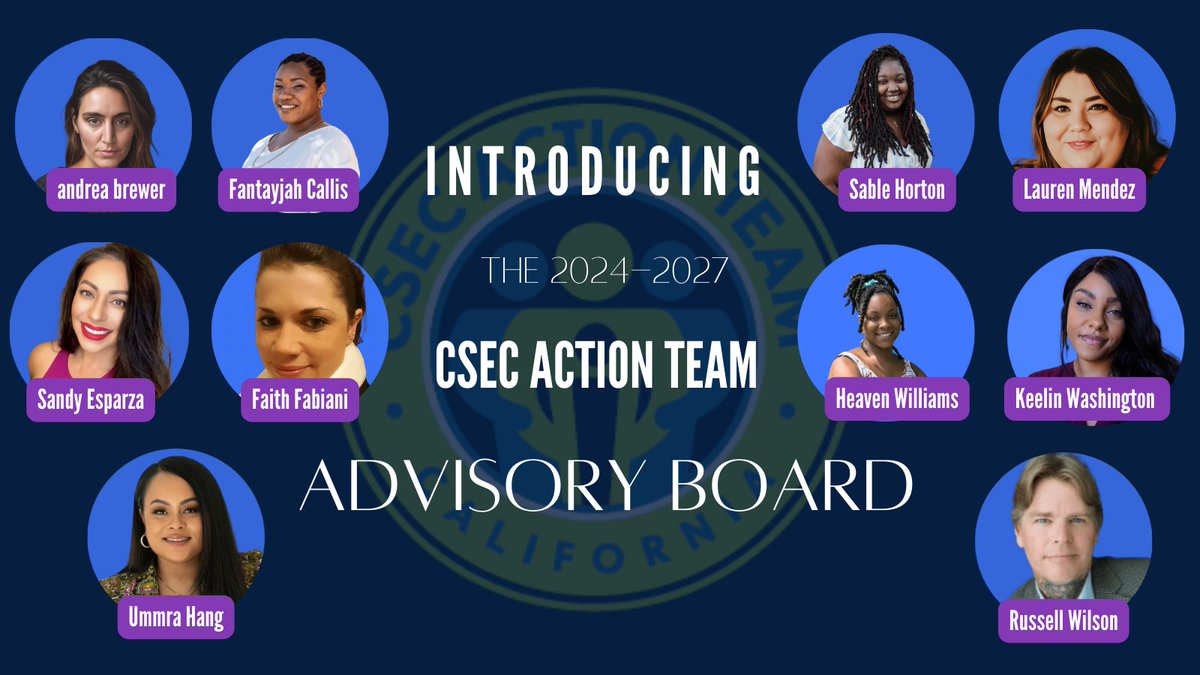 NCYL_CSEC's tweet photo. Excited to welcome the fourth cohort of the CSEC Action Team Advisory Board! Their diverse experiences will drive impactful change in the mission to improve policies and support for youth impacted by commercial sexual exploitation. https://t.co/W3byALd1VT https://t.co/P44G9icfT8