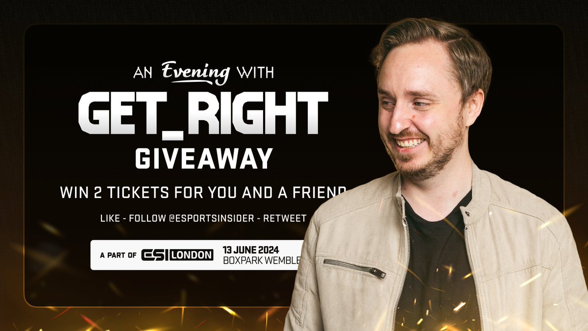 GeT_RiGhT's tweet image. #sponsored 

ESI soon! I am giving away 2 tickets 🎫 

Join the evening filled with 1v1s, Q&amp;amp;As, a CS pub quiz &amp;amp; more on June 13th at BOXPARK Wembley, London.

To enter:
1 Like
2 Retweet
3 Follow @esportsinsider

Winners will be announced on June 10th🕺