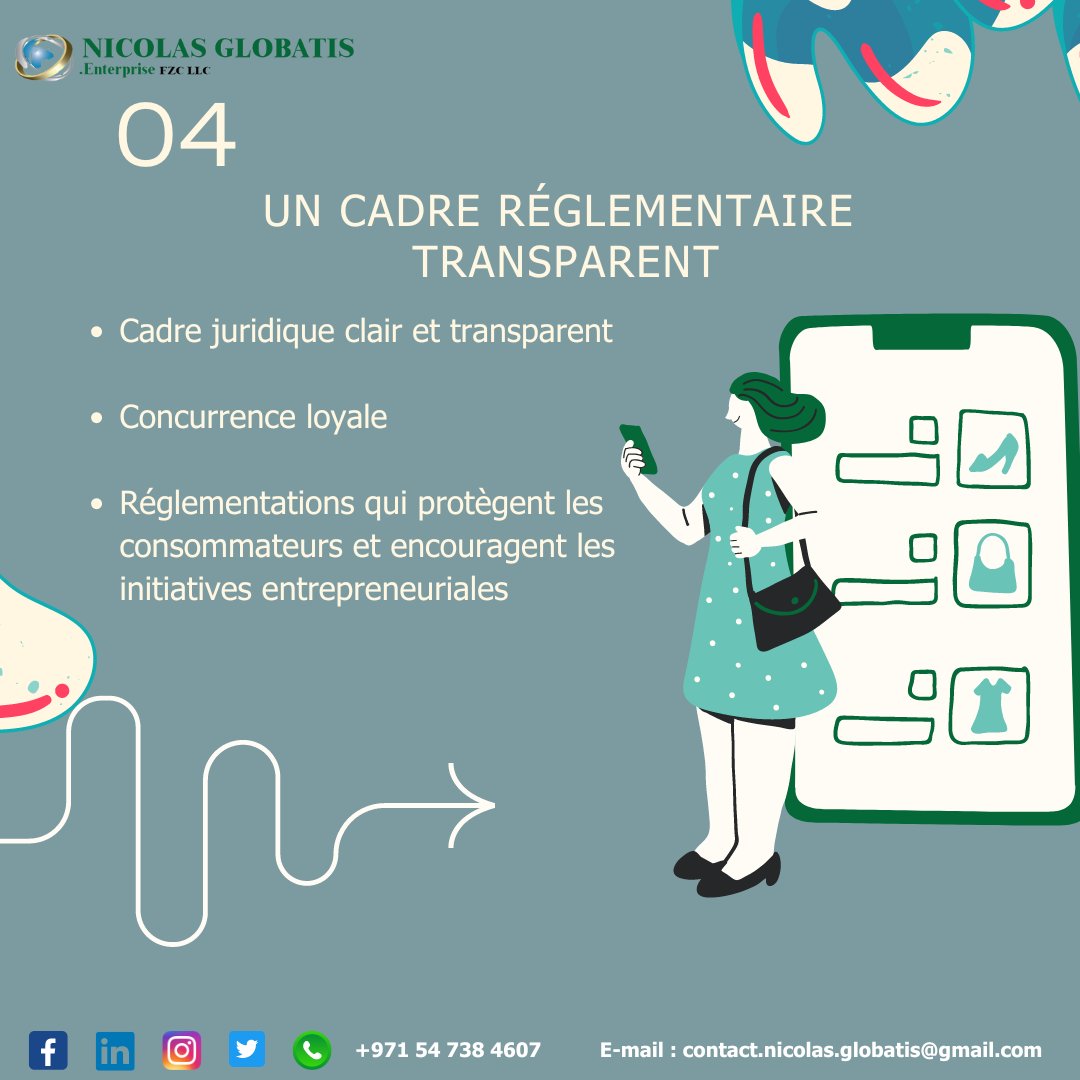 nico_globatis's tweet photo. 04 raisons d'ouvrir sa société aux Emirats

3- Une plateforme logistique performante
4- Un cadre réglementaire transparent

Contactez nous Whatsapp/Appel +971 56 738 4607 ou par mail: contact.nicolas.globatis@gmail.com https://t.co/kTr1nPrZ4r