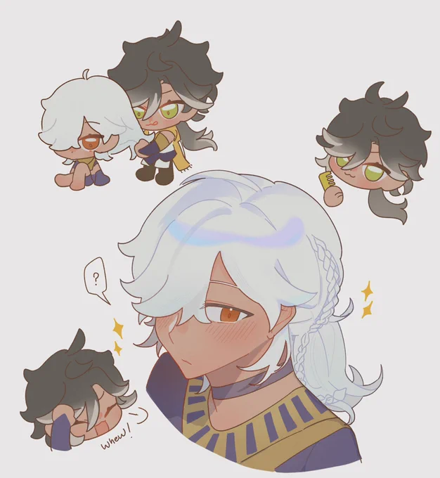 Cyno would probably sit still as they play with his hair#sethos #sethno 