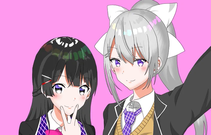 前夜祭に乗っかって楓と美兎の過去絵載せちゃいます2018年に描いた初描きの絵も載せちゃうぞ 