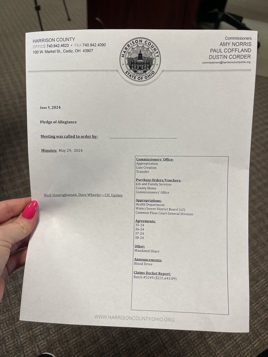 TaylorLongNews's tweet photo. HARRISON COUNTY: Commissioners are holding their weekly meeting. Here is a look at the agenda. @WTRF7News https://t.co/y8mfNi3vai