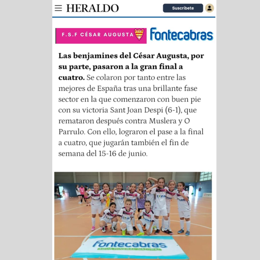 💦Fontecabras💦El soporte y la hidratación que necesitáis para que cada partido sea todo un éxito.  Y como no podía ser de otra forma, las benjamines del César Augusta lo han demostrado que así es, el pasado fin de semana, se colaron entre las mejores de España. ¡MUCHA SUERTE!🍀