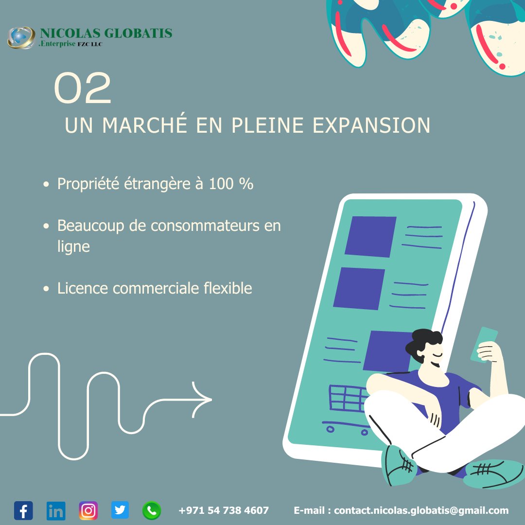 nico_globatis's tweet photo. 04 raisons pour ouvrir sa société de E-commerce aux Emirats

1-Une fiscalité avantageuse
2- Un marché en pleine expansion

Contactez nous Whatsapp/Appel +971 56 738 4607 ou par mail: contact.nicolas.globatis@gmail.com https://t.co/Ki5Ip2u3Km