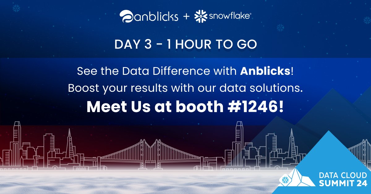 anblicksHQ's tweet image. Data Clock&apos;s Ticking! 1 Hour Until Anblicks Unlocks Your Data Potential.

Are you feeling lost in your data? Our experts are ready to help!  Get actionable insights, explore solutions, and grab a free power bank. See you soon!

#SnowflakeSummit #DataVisionaries #DataReimagined