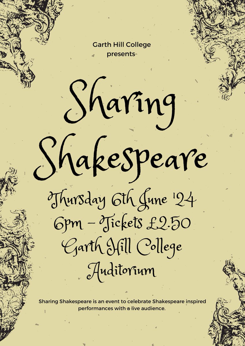 GHCPerforming's tweet photo. 🎭 Tomorrow night is our second annual Sharing Shakespeare event, where Drama and Performing Arts students present Shakespeare inspired performances.    

We look forward to seeing you!🎭

#Shakespeare #PerformingArts #Theatre https://t.co/TA3t55xTxa