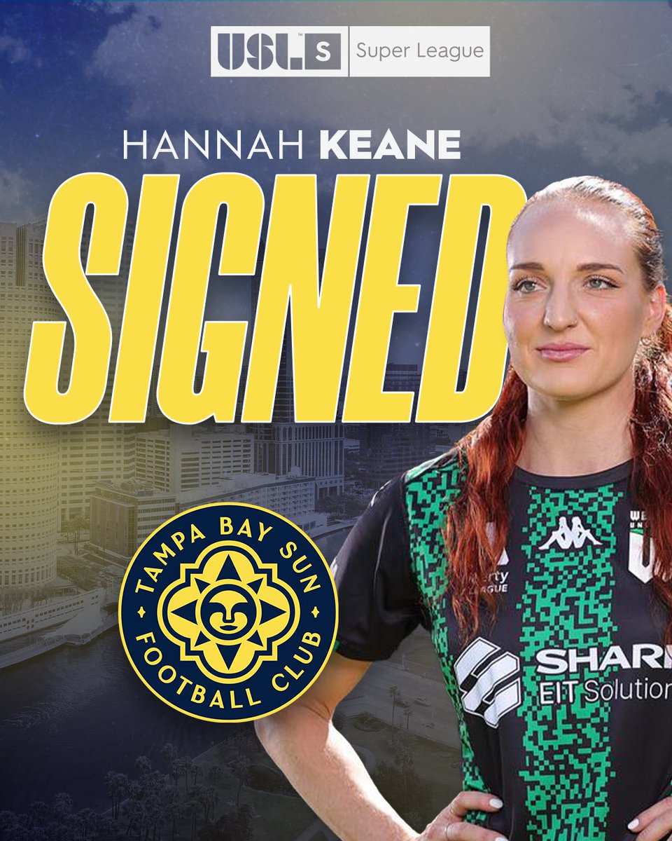 GainbridgeSL's tweet photo. 🇦🇺 @wufcofficial ⏩️ @TampaBaySunFC 🇺🇸 

Welcome to the USL Super League, @Hannahkeane__ 👋 https://t.co/2WGDtAIx2S