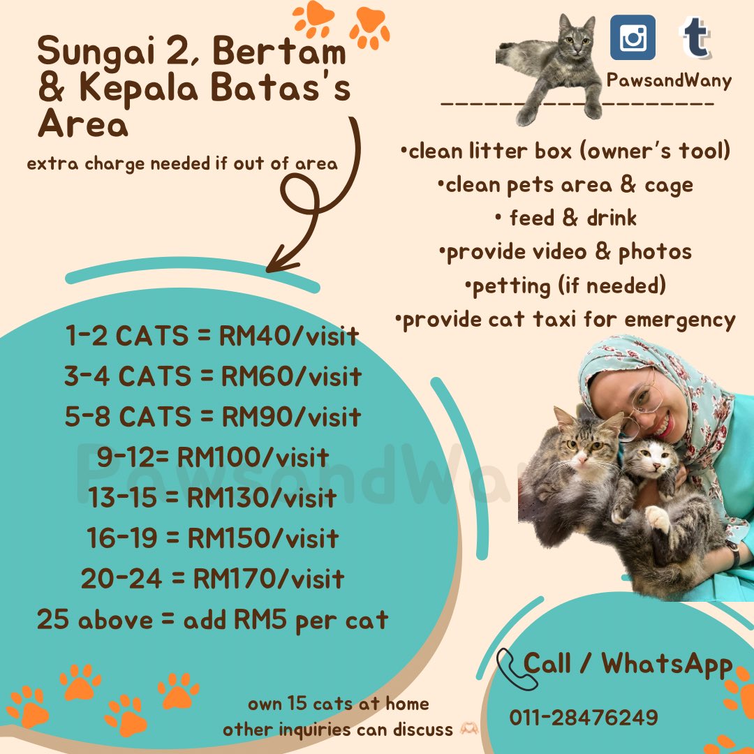 9397MEMOIR's tweet photo. I pun ada buat service pet sitter area Penang. Klu yg cari pet sitter boleh contact I🥹 Area sg petani,kulim pun I amik job. Semua income akan I guna utk Aboy, Bambi & Gray 🥺 #pet #petsitter #cat #kucing #bibikkucing https://t.co/gl5ycFUG65